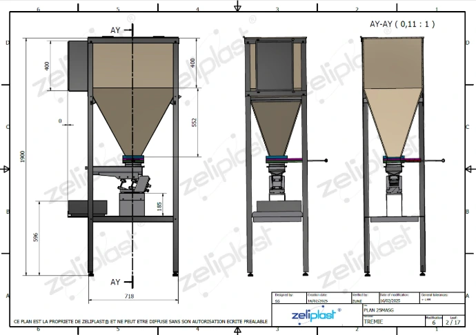 Trémie plastique pour poudre alimentaire - ZeliPlast